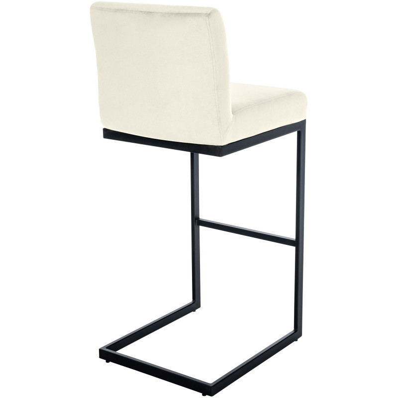 Tabouret de bar en velours Hopewell, couleur crème.