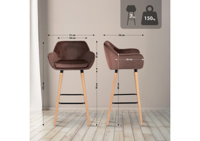 Juego de 2 taburetes de bar Grant de terciopelo para café