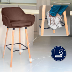 Ensemble de 2 tabourets de bar Grant en velours café