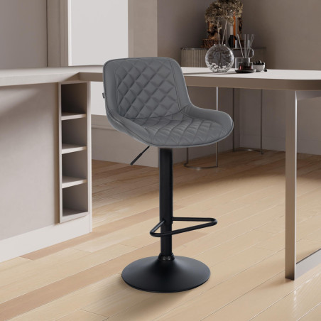 Tabouret de bar Kasson, similicuir, gris