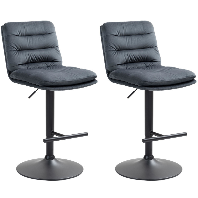 Set di 2 sgabelli da bar Damar in velluto, nero e grigio scuro