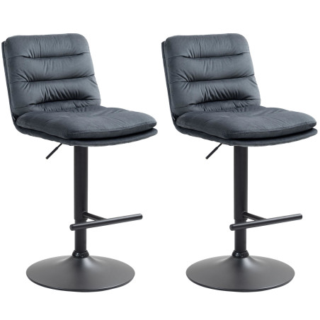 Ensemble de 2 tabourets de bar Damar en velours, noir et gris foncé