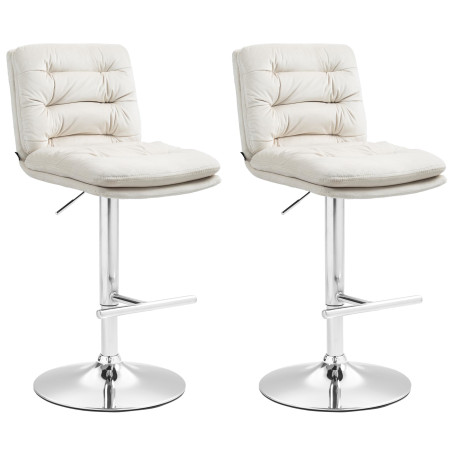 Conjunto de 2 banquetas de bar Damar, em veludo, cromado e creme.