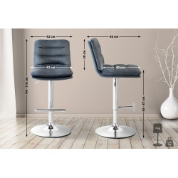 Ensemble de 2 tabourets de bar en velours Damar, chromés gris foncé