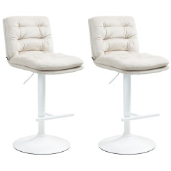 Ensemble de 2 tabourets de bar en velours Damar, blancs crème