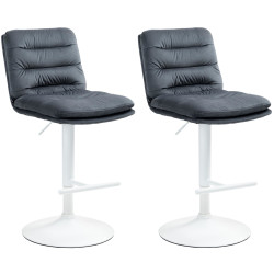 Ensemble de 2 tabourets de bar en velours Damar, blancs gris foncé