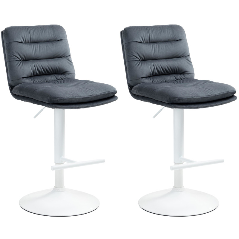 Conjunto de 2 banquetas de bar Damar em veludo, branco/cinza escuro