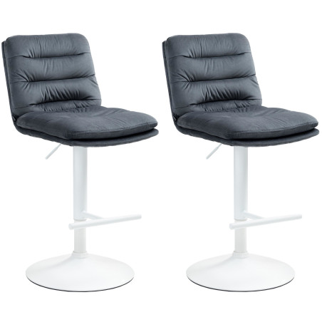 Conjunto de 2 banquetas de bar Damar em veludo, branco/cinza escuro