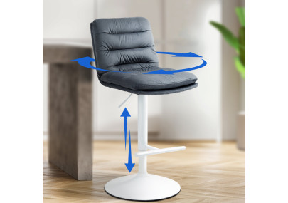 Ensemble de 2 tabourets de bar en velours Damar, blanc/gris foncé