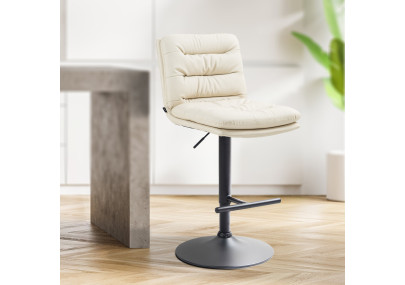 Ensemble de 2 tabourets de bar Damar, similicuir, noir et crème