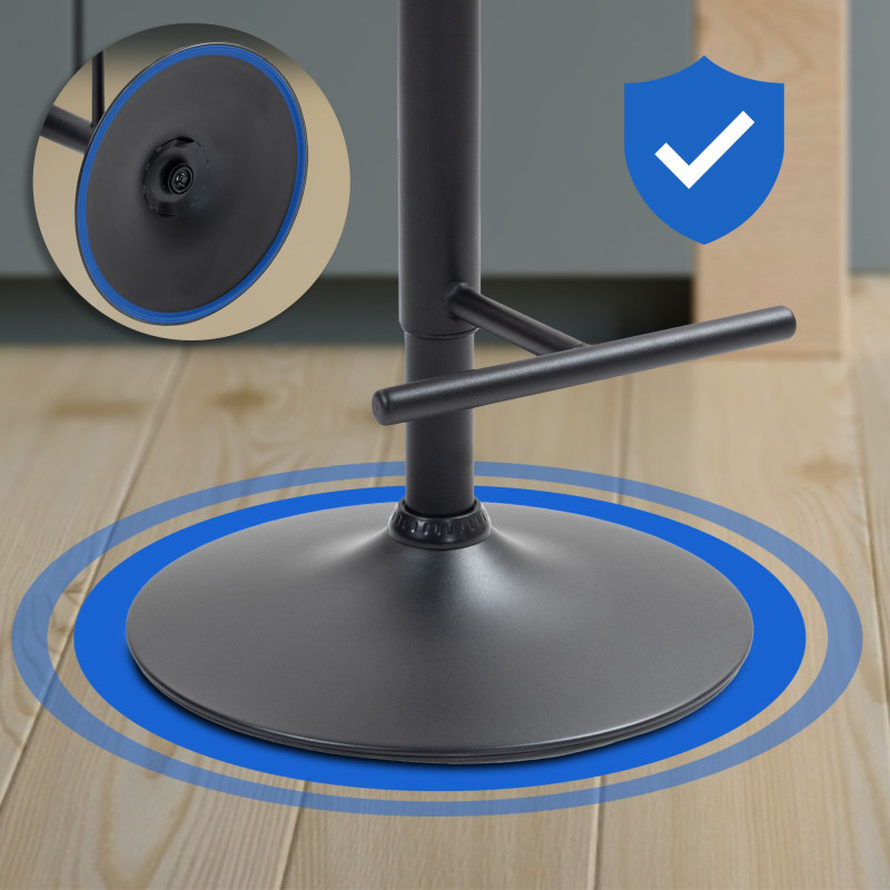 Ensemble de 2 tabourets de bar Damar, similicuir, noir et gris