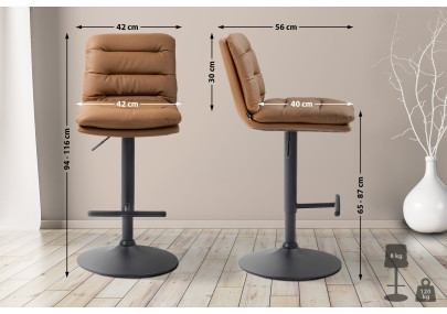 Conjunto de 2 banquetas de bar Damar, em couro sintético, preto/castanho claro