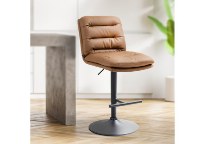 Ensemble de 2 tabourets de bar Damar, similicuir, noir/marron clair