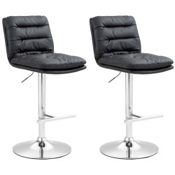 Ensemble de 2 tabourets de bar Damar, similicuir, chromés noir