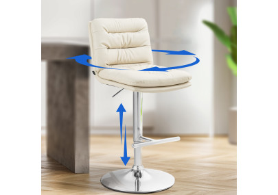 Set di 2 sgabelli da bar Damar, similpelle, cromati, crema