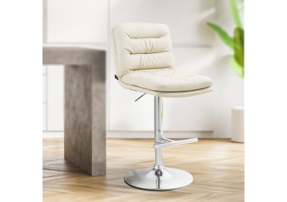 Set di 2 sgabelli da bar Damar, similpelle, cromati, crema