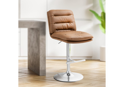 Set di 2 sgabelli da bar Damar, similpelle, cromati, marrone chiaro