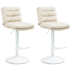 Set di 2 sgabelli da bar Damar, similpelle, bianco/crema
