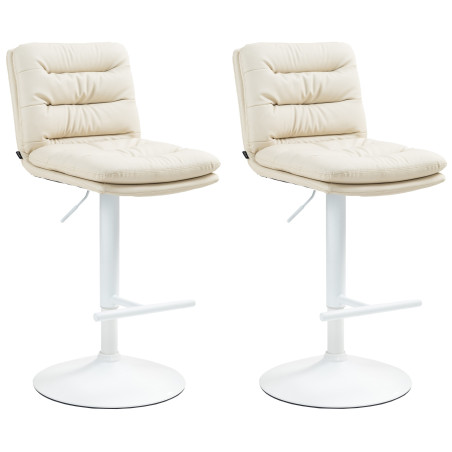 Ensemble de 2 tabourets de bar Damar, similicuir, blanc/crème