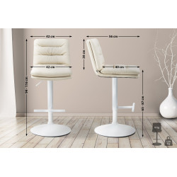 Conjunto de 2 banquetas de bar Damar, em couro sintético, branco/creme.