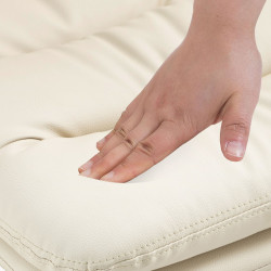 Juego de 2 taburetes de bar Damar, piel sintética, blanco/crema