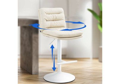 Set di 2 sgabelli da bar Damar, similpelle, bianco/crema