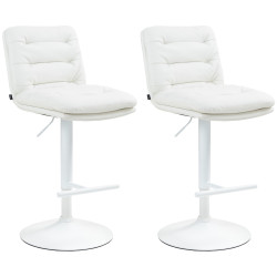 Ensemble de 2 tabourets de bar Damar, similicuir, blanc blanc
