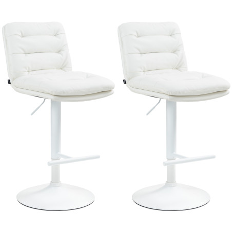 Conjunto de 2 banquetas de bar Damar em couro sintético branco.