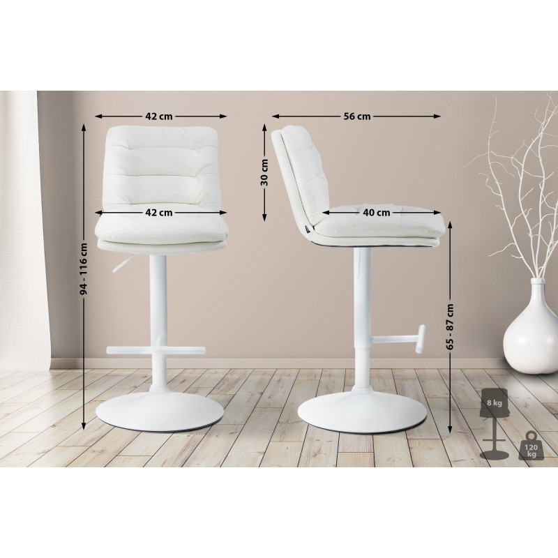 Set di 2 sgabelli da bar Damar in similpelle bianco bianco