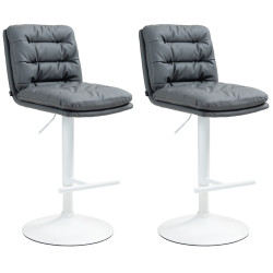 Conjunto de 2 banquetas de bar Damar, em couro sintético, branco/cinza.