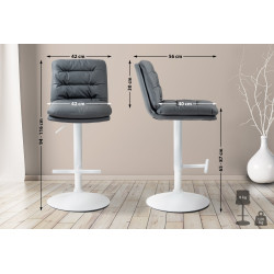 Ensemble de 2 tabourets de bar Damar, similicuir, blanc gris