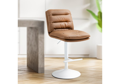 Set di 2 sgabelli da bar Damar, similpelle, bianco/marrone chiaro