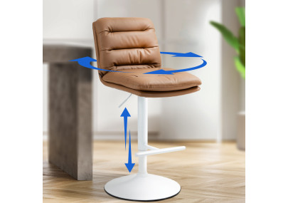 Set di 2 sgabelli da bar Damar, similpelle, bianco/marrone chiaro