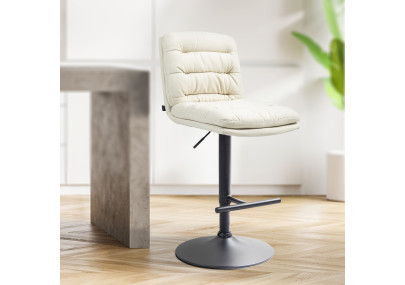 Ensemble de 2 tabourets de bar Damar, tissu, noir et crème