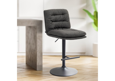 Set di 2 sgabelli da bar Damar, tessuto, nero/grigio scuro