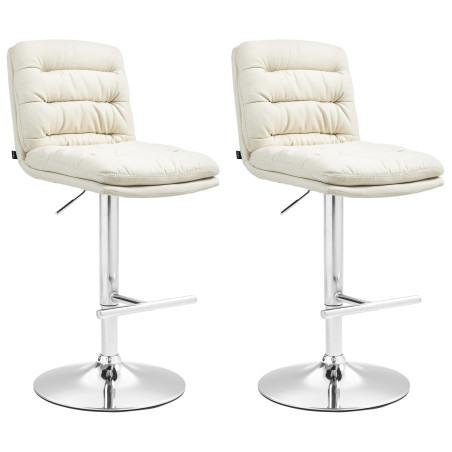 Ensemble de 2 tabourets de bar Damar, tissu, chrome et crème