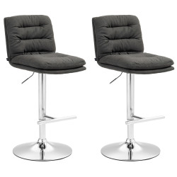 Ensemble de 2 tabourets de bar Damar, tissu, chrome gris foncé