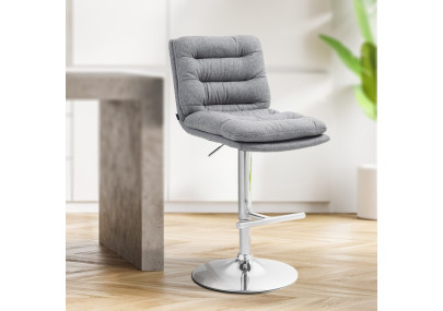 Ensemble de 2 tabourets de bar Damar, tissu, gris chromé