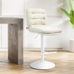 Ensemble de 2 tabourets de bar Damar, tissu blanc crème