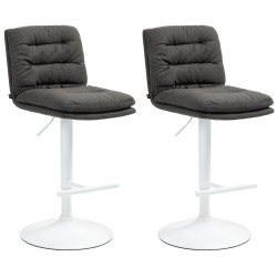 Set di 2 sgabelli da bar Damar, tessuto bianco/grigio scuro