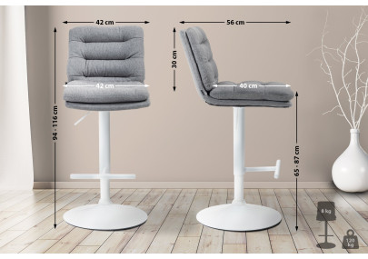 Conjunto de 2 banquetas de bar Damar, em tecido branco/cinza.