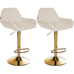 Set di 2 sgabelli da bar Braga Gold, tessuto crema