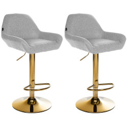 Set di 2 sgabelli da bar in tessuto Braga Gold grigio