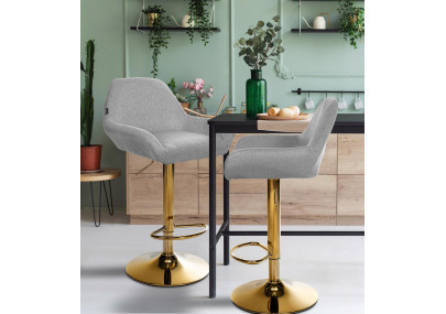 Set di 2 sgabelli da bar in tessuto Braga Gold grigio