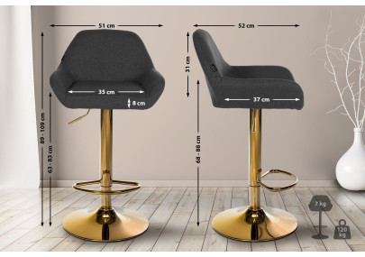 Set di 2 sgabelli da bar in tessuto Braga Gold nero