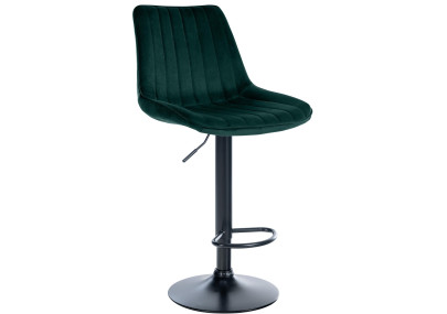 Tabouret de bar Toni en velours, noir/vert
