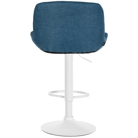 Ensemble de 2 tabourets de bar Solon, blanc, tissu bleu