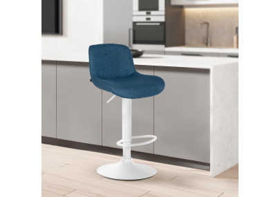 Set di 2 sgabelli da bar Solon, tessuto bianco e blu