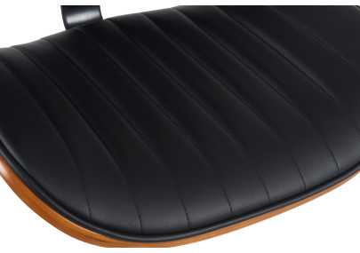 Tabouret de bar Clawson, similicuir, chrome, noyer/noir