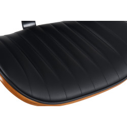 Tabouret de bar Clawson, similicuir, chromé noyer/noir